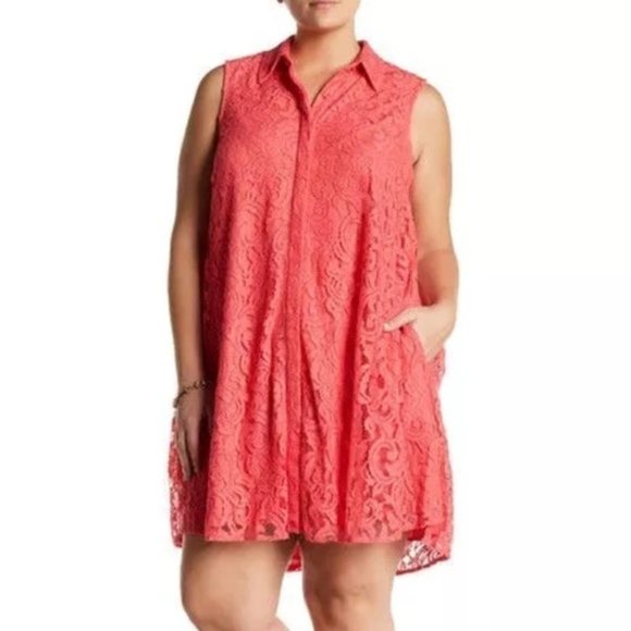 SHARAGANO Collard Buttun Up Sleeveless Dress 18W - Picture 12 of 12